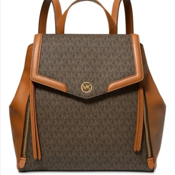 Michael Kors Logo Freya Medium Brown/ Acorn Backpack - Picture 2 of 7